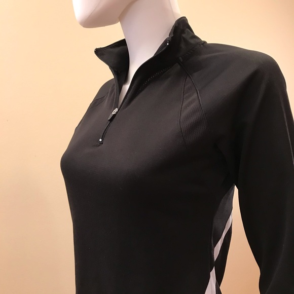 Jockey Athletic Pullover Quarter Zip Womens Size Small Black White Long Sleeve - Picture 10 of 14